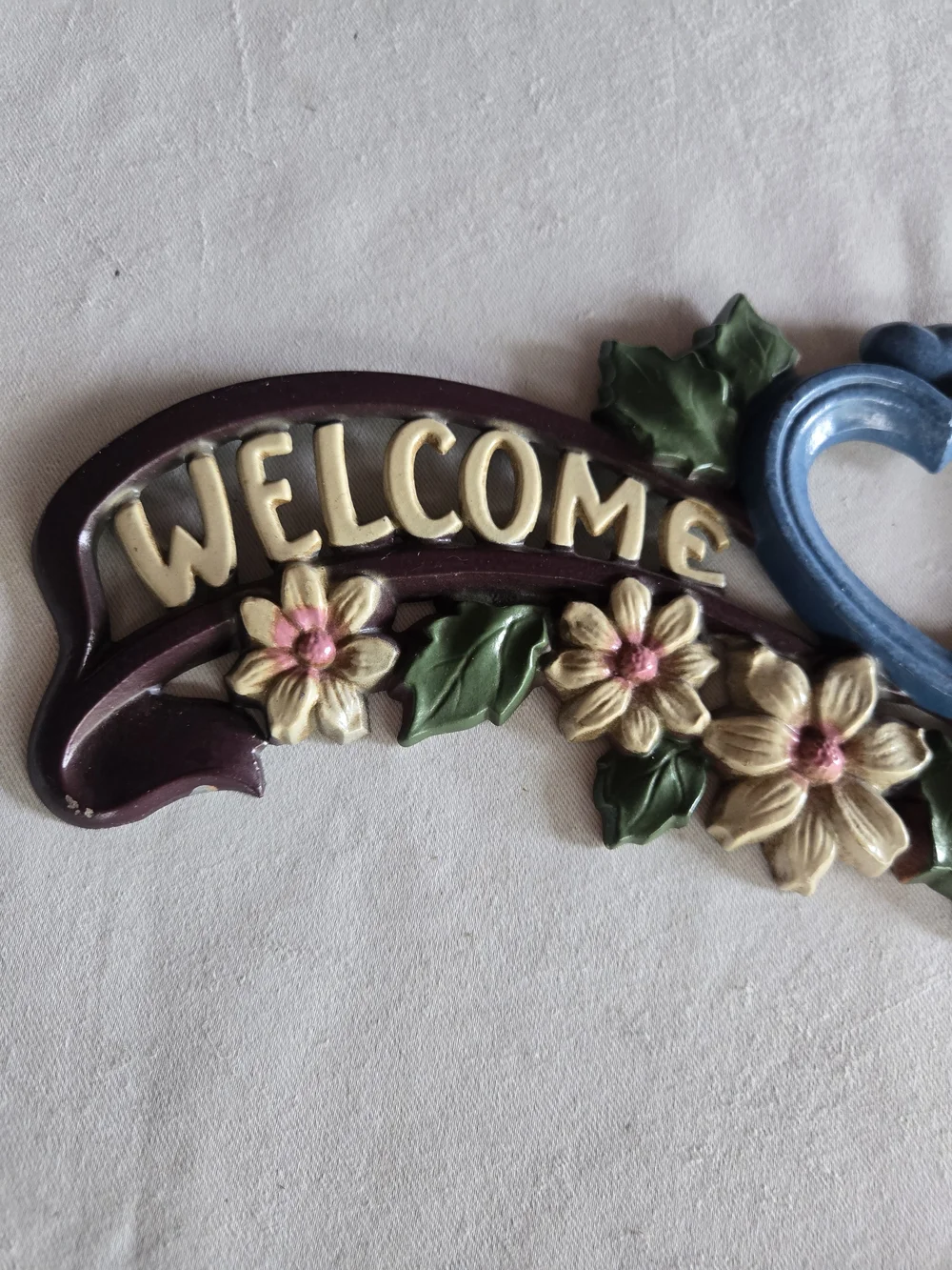 Welcome Friends Floral Cast Iron Wall Sign